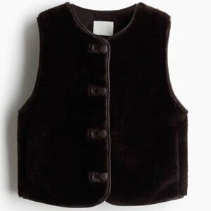 H&M Brown Faux Fur Vest | S